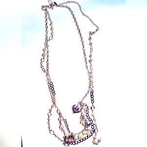 VNTG 90’s Multilayered Charm/Pearl Long Necklace.